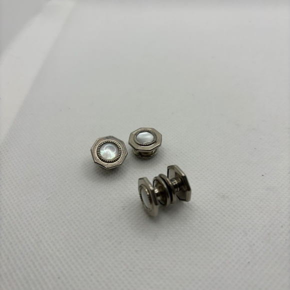 Edwardian Men's Cuff Links, Mother of Pearl, Octagon, Snap, Circa 1900s, Vintage - Picture 3 of 5